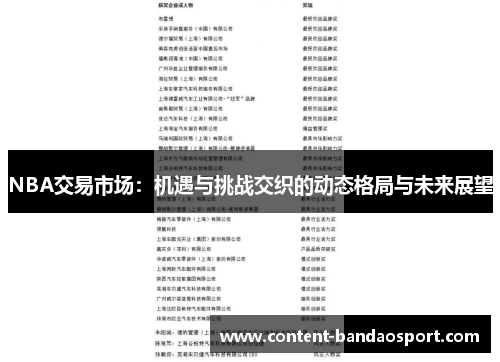 NBA交易市场：机遇与挑战交织的动态格局与未来展望